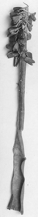 Dew claw rattle, Wood, hide, dew claws, Native American (Lakota, Sioux)