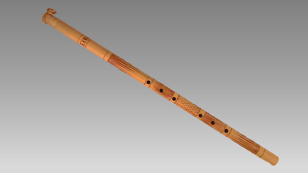 Suling Pélog (ring flute), Bamboo (tamiang bamboo), rattan, Javanese (Sunda) 