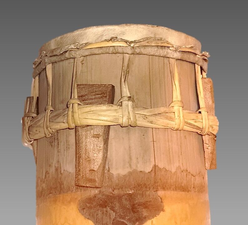 Hand Drum, Bamboo,wood,  skin, fiber, Javanese