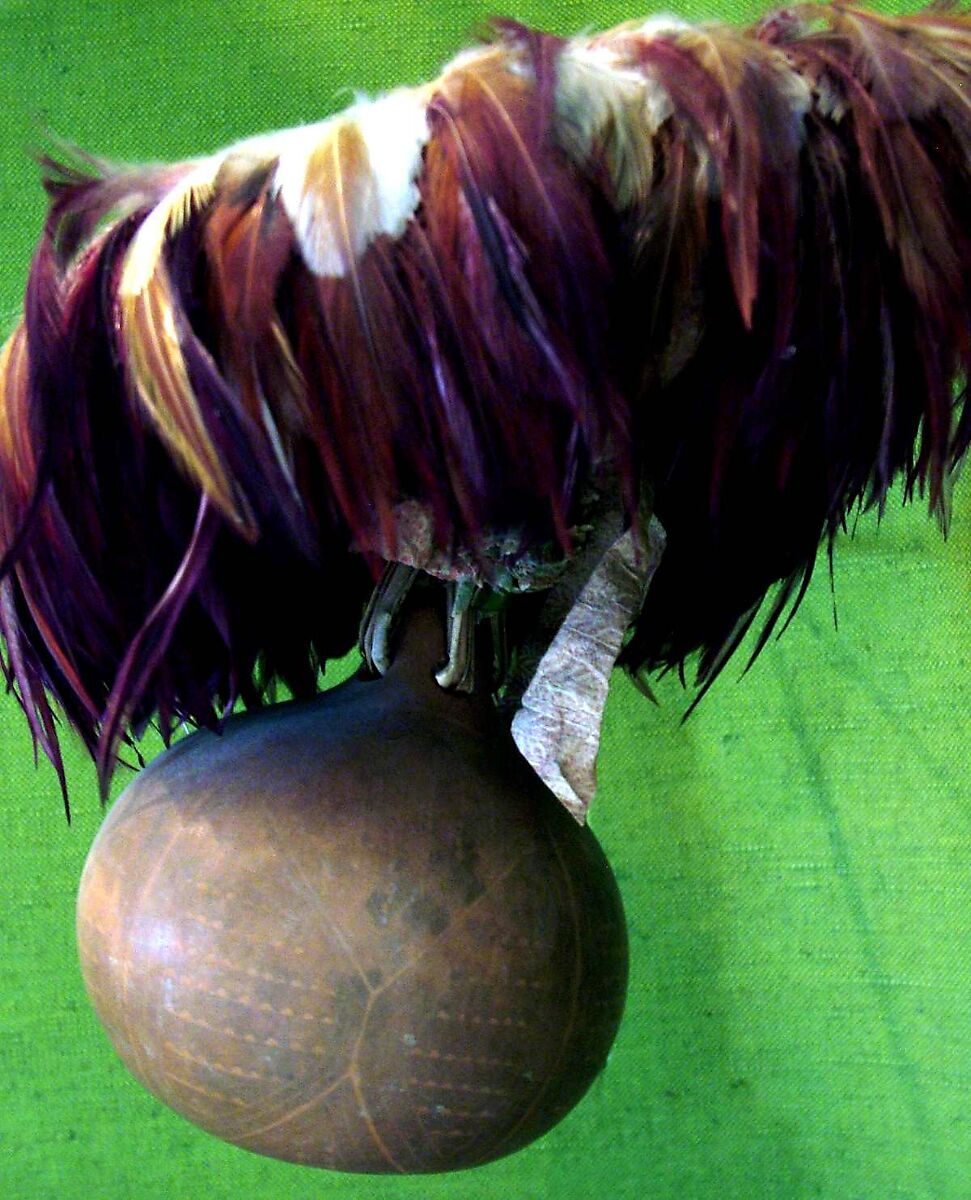 'Uli'Uli  (rattle), Gourd, feathers, Hawai'i