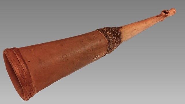 Trumpet, Ivory, wood, rattan, Melanesian (New Caledonia) 