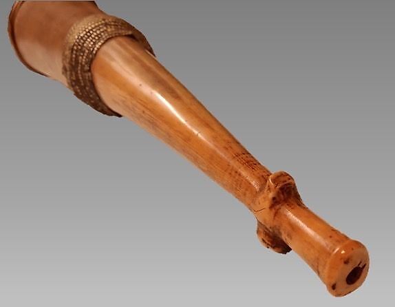 Trumpet, Ivory, wood, rattan, Melanesian (New Caledonia)