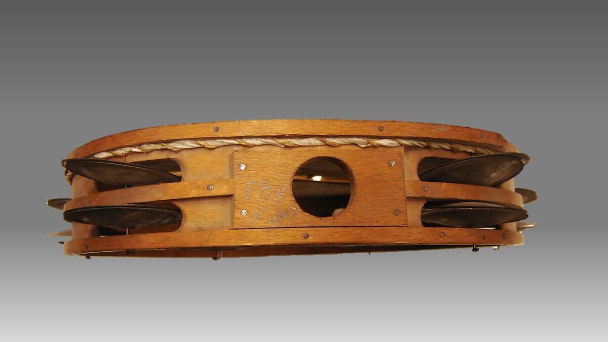 Pandereta (tambourine), wood, skin, metal, Spanish