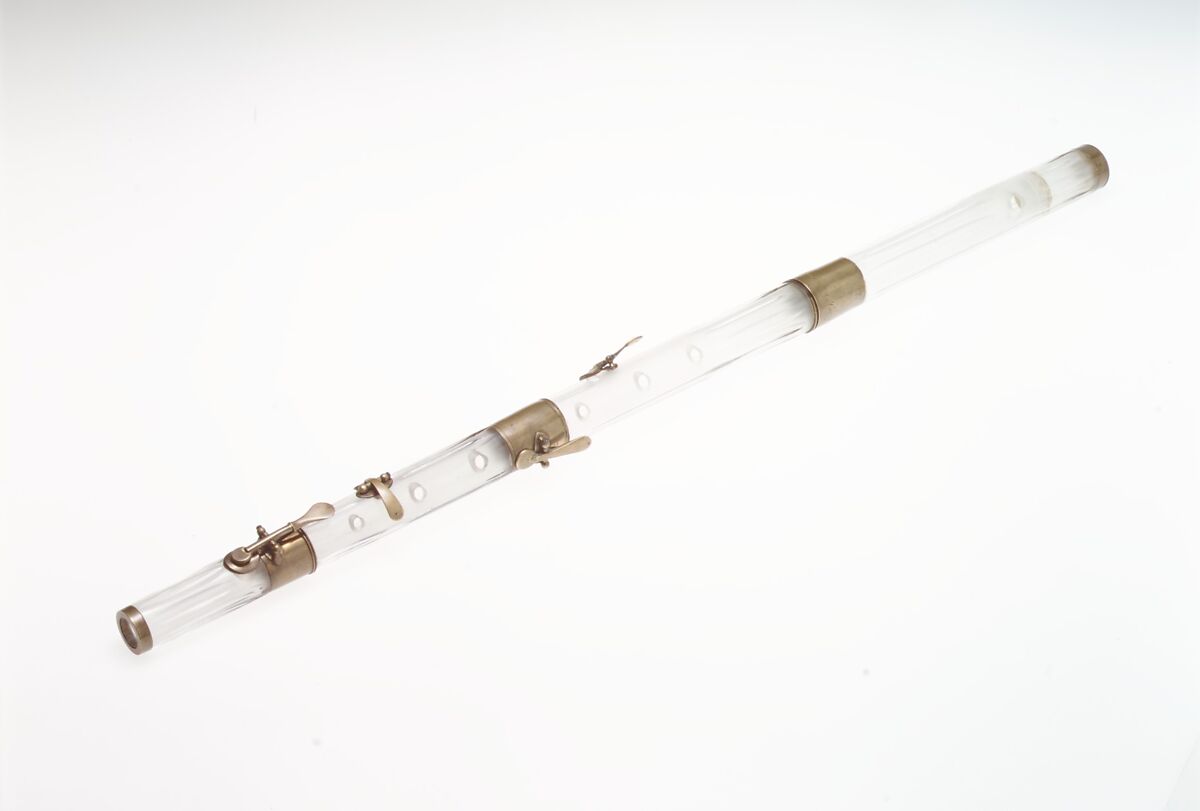 Transverse Flute in D-flat, Claude Laurent (French, Langres active 1805–1848 Paris), Glass, brass, French