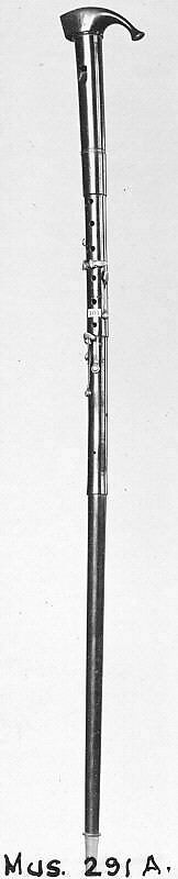 Walking-Stick Flageolet in A, Franz Schölnast (Schöllnast) (Slovakian, Pressburg 1775–1844), Wood, horn, silver, pewter, Solvak 