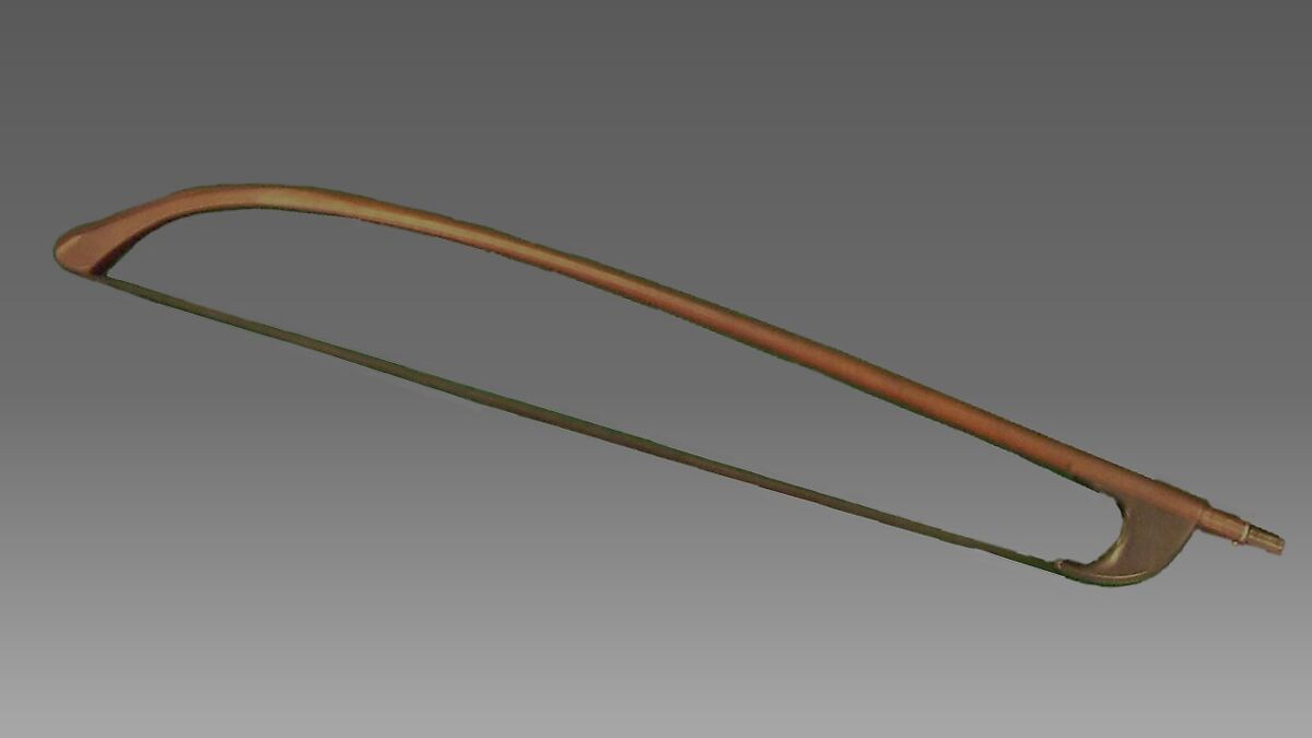 Double Bass and Bow, Probably by Charles Plumerel (French, mid-19th century), wood, brass, French