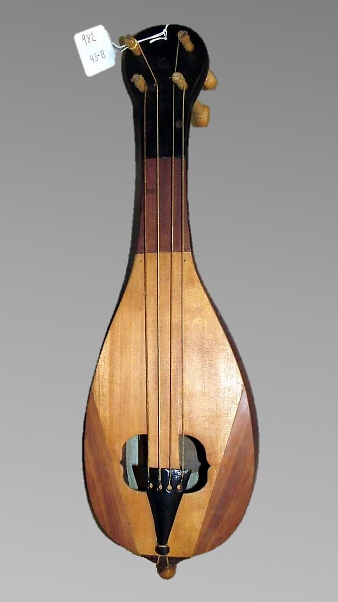 Rebec, T. Maurouoff (Greek, active Athens late nineteenth century), Wood, gut strings, Greek 