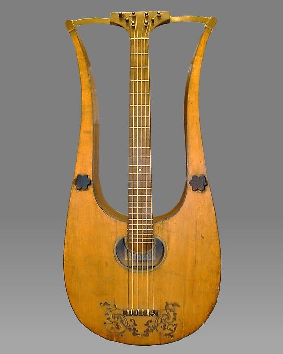 Lyre Guitar, Gennaro Fabricatore (Italian, Naples ca. 1750–1832 Naples), Spruce, maple, ebony, Italian 