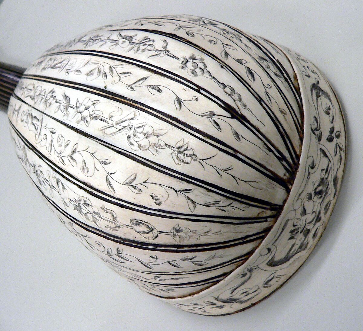 Mandoline, wood, ivory, Italian