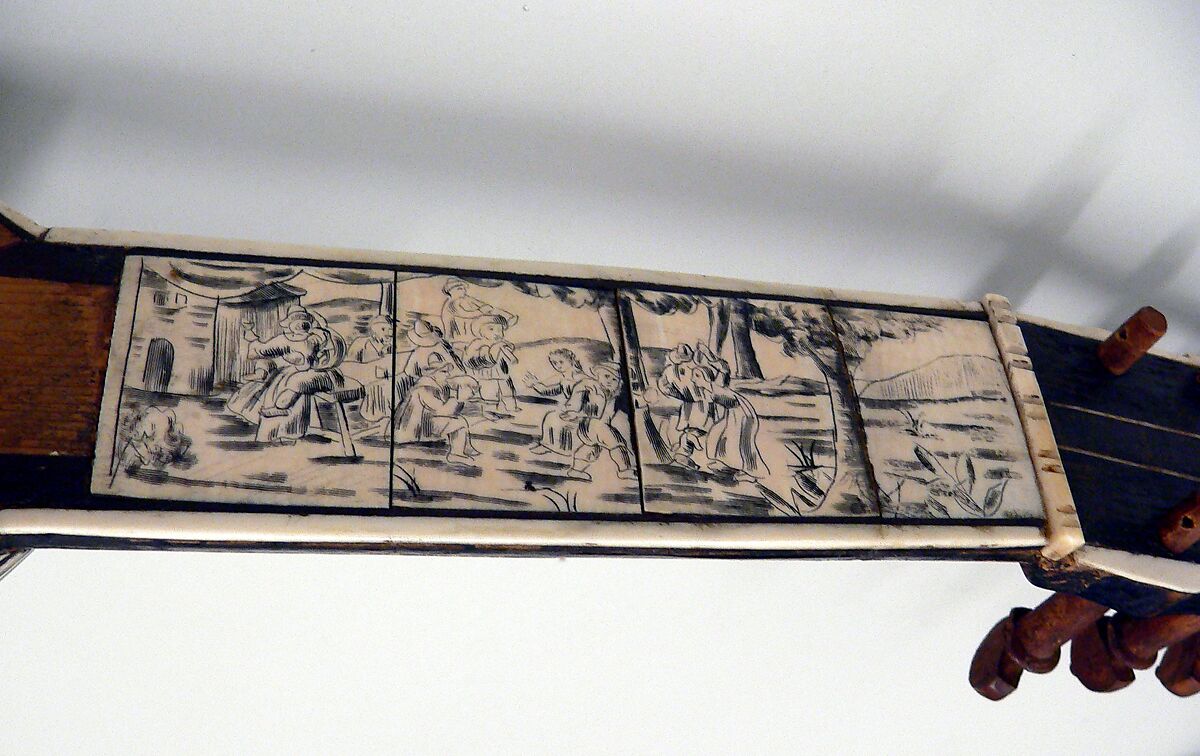 Mandoline, wood, ivory, Italian