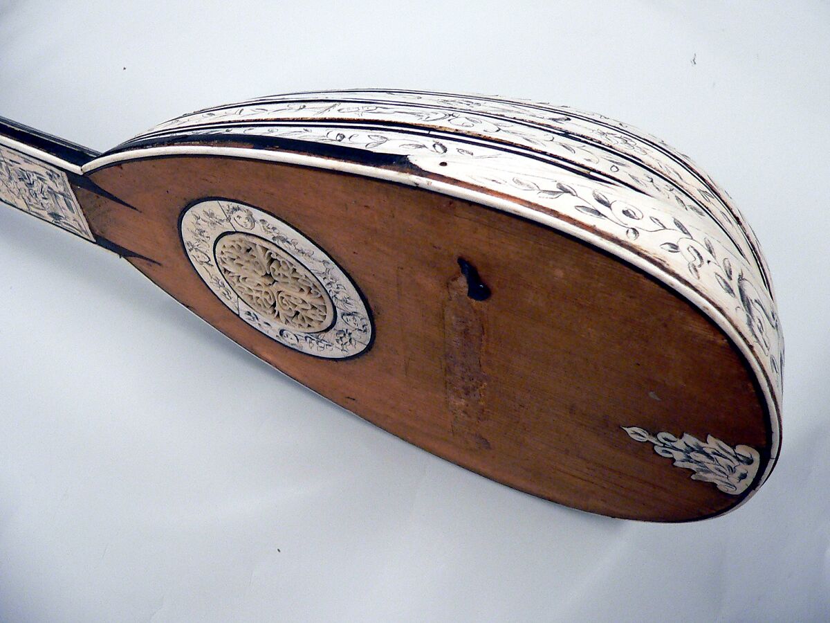 Mandoline, wood, ivory, Italian