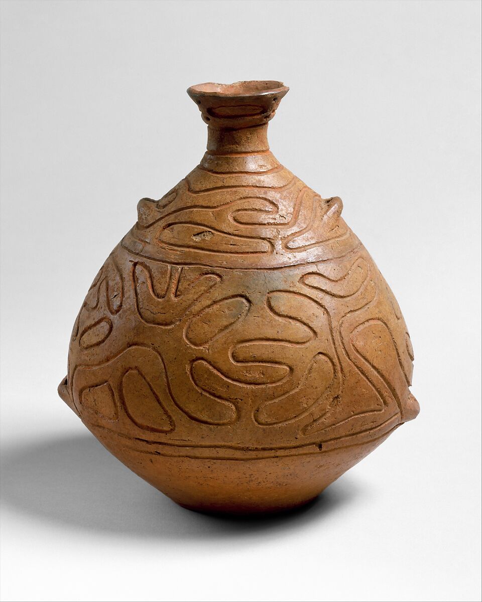 Jar, Earthenware with incised decoration, Japan 