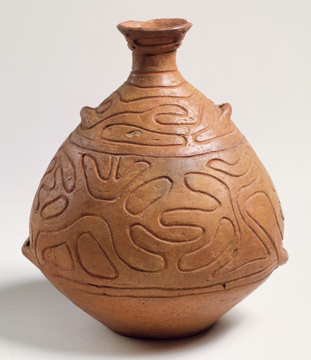 Jar, Earthenware with incised decoration, Japan