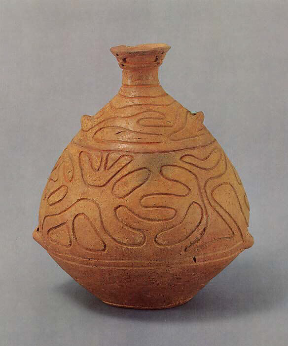 Jar, Earthenware with incised decoration, Japan