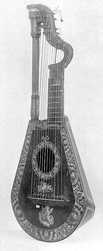 Harp Lute, Edward Light (British, London ca. 1747–ca. 1832 London), wood, various materials, British 