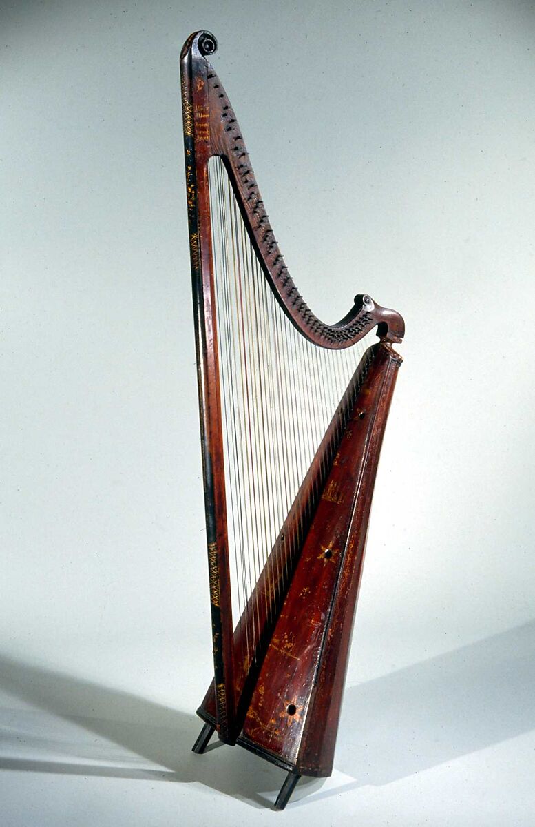 Welsh Triple Harp, John Richards (British (born Wales), Llanrwst 1711–1789), Wood, various materials., British (Welsh) 