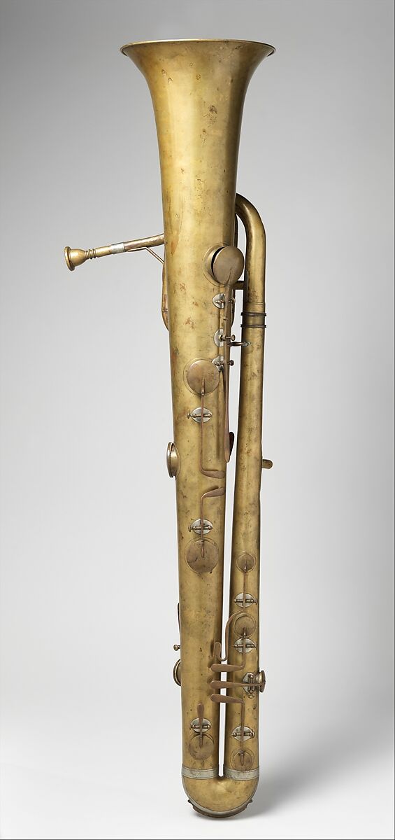 Bass Ophicleide in B-flat, Brass, nickel-silver, possibly German 