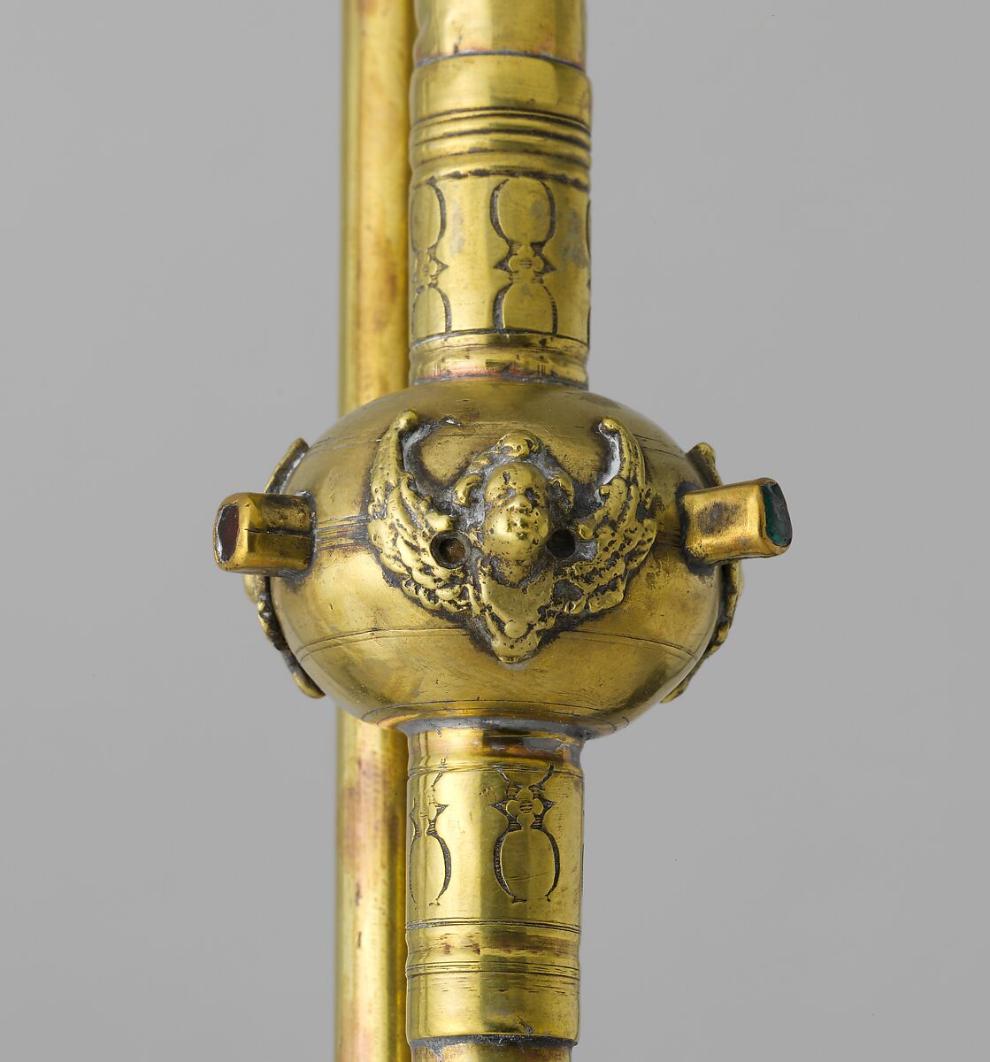 Natural Trumpet in D, Andreas Naeplaesnigg (Germany, active Jettingen ca. 1790), Brass, colored rock, German