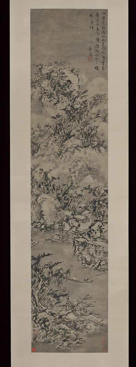 Winter landscape with fisherman, Shi Zhong (Chinese, 1438–after 1506), Hanging scroll; ink on paper, China 