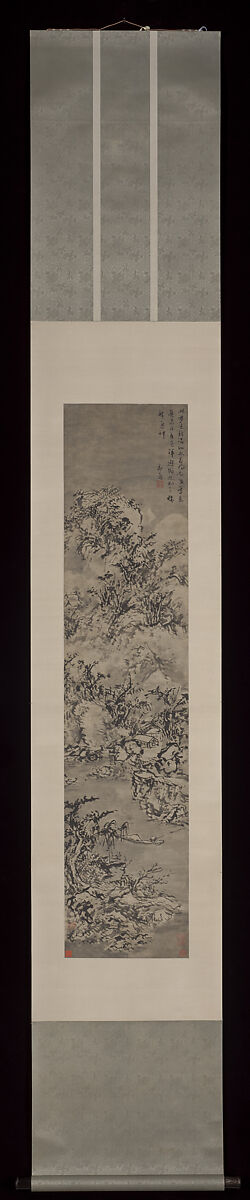Winter landscape with fisherman, Shi Zhong (Chinese, 1438–after 1506), Hanging scroll; ink on paper, China