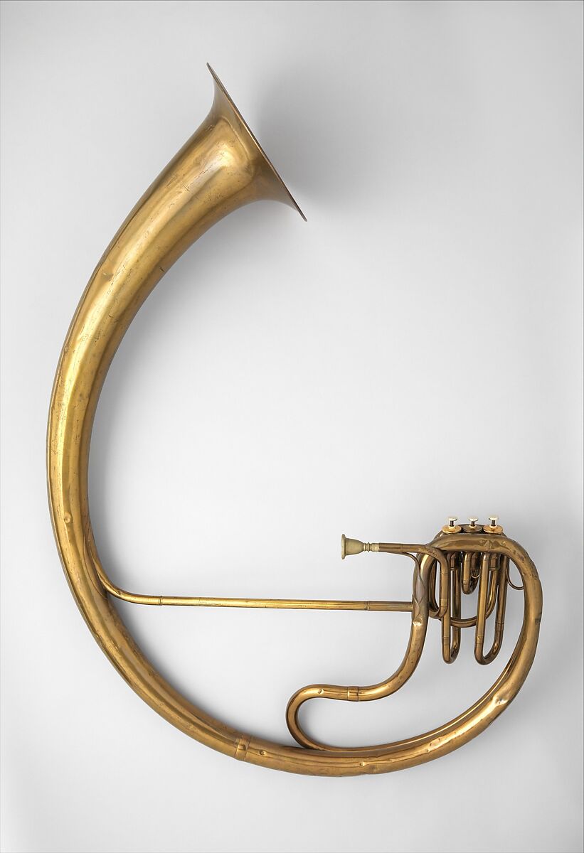 Bass saxtuba in E-flat, Adolphe (Antoine Joseph) Sax (Belgian, Dinant, Belgium 1814–1894 Paris), brass, French 