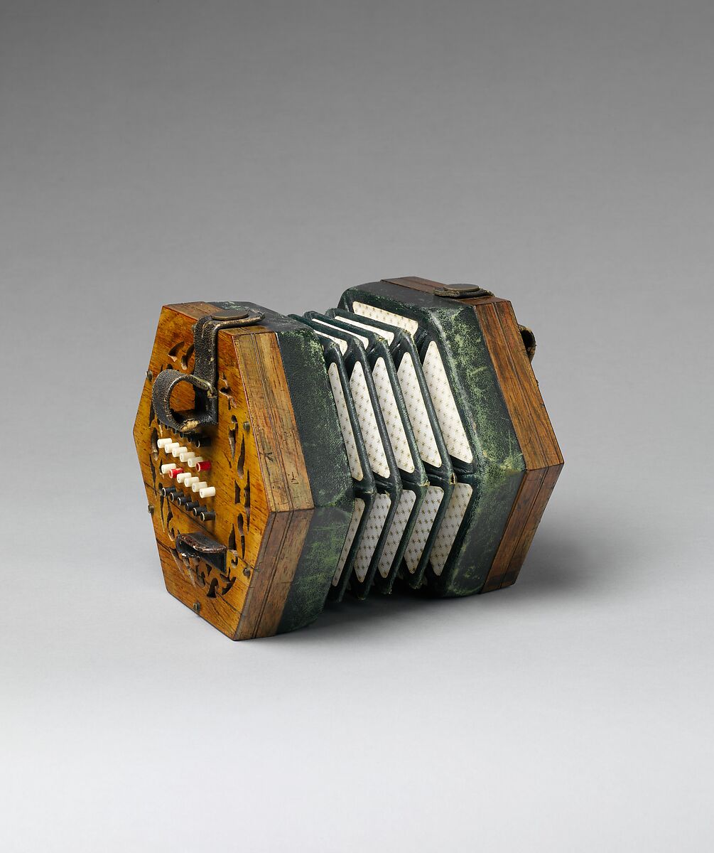 Concertina, Charles Wheatstone (1802–1875), Palisander, leather, paper, ivory, British 