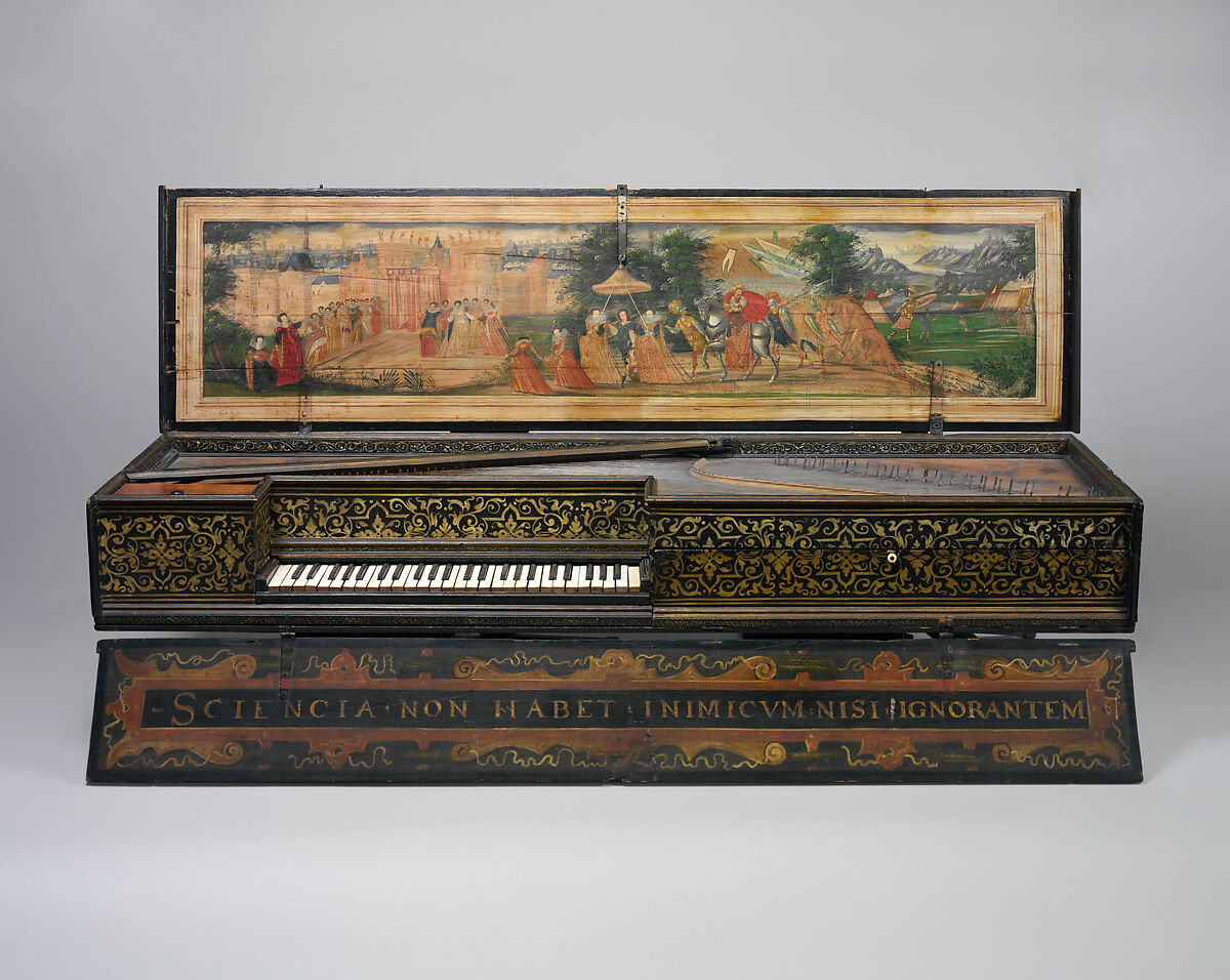 Double Virginal, Lodewijck Grouwels (Flemish, active Middelburg, Zeeland, The Netherlands 1593–1600), Pine, spruce, paint, gilding, ivory, Flemish