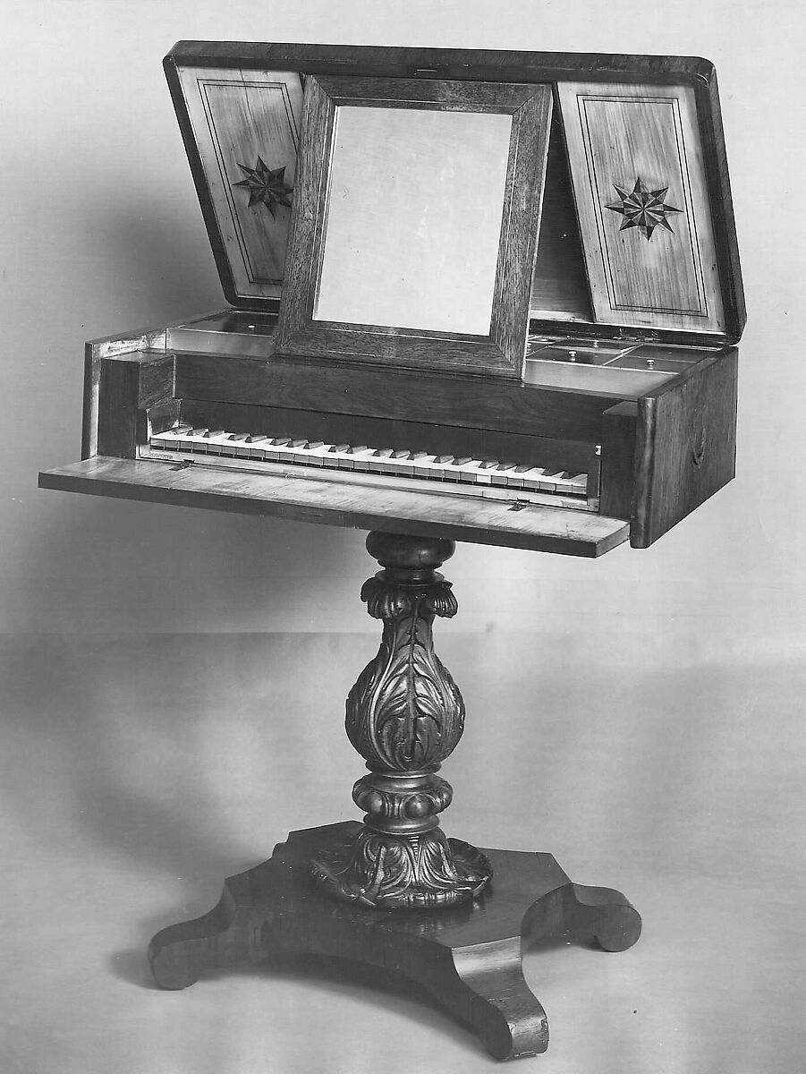 Square "Work Box" Piano, S. Hart &amp; Son (Philadelphia, Pennsylvania 1828–1840), Various materials, Austrian or German 