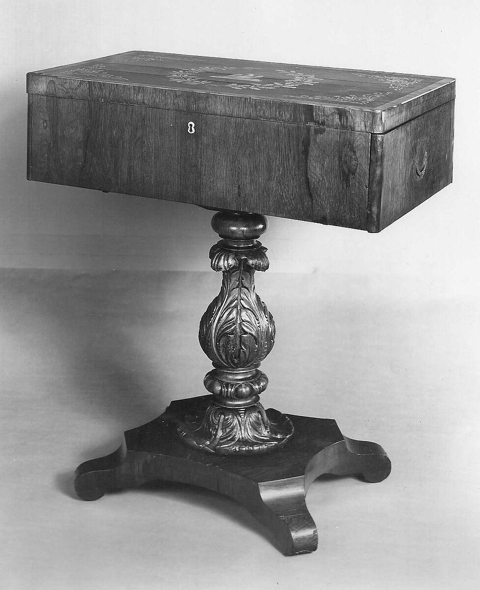 Square "Work Box" Piano, S. Hart &amp; Son (Philadelphia, Pennsylvania 1828–1840), Various materials, Austrian or German