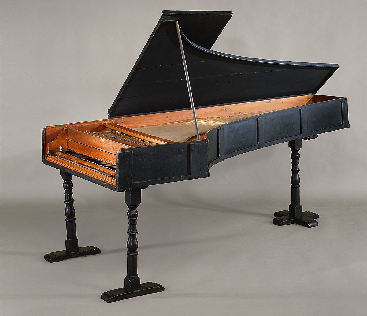 Grand Piano, Bartolomeo Cristofori (Padua 1655–1731 Florence), Cypress, boxwood, paint, leather, fir, Italian (Florence)