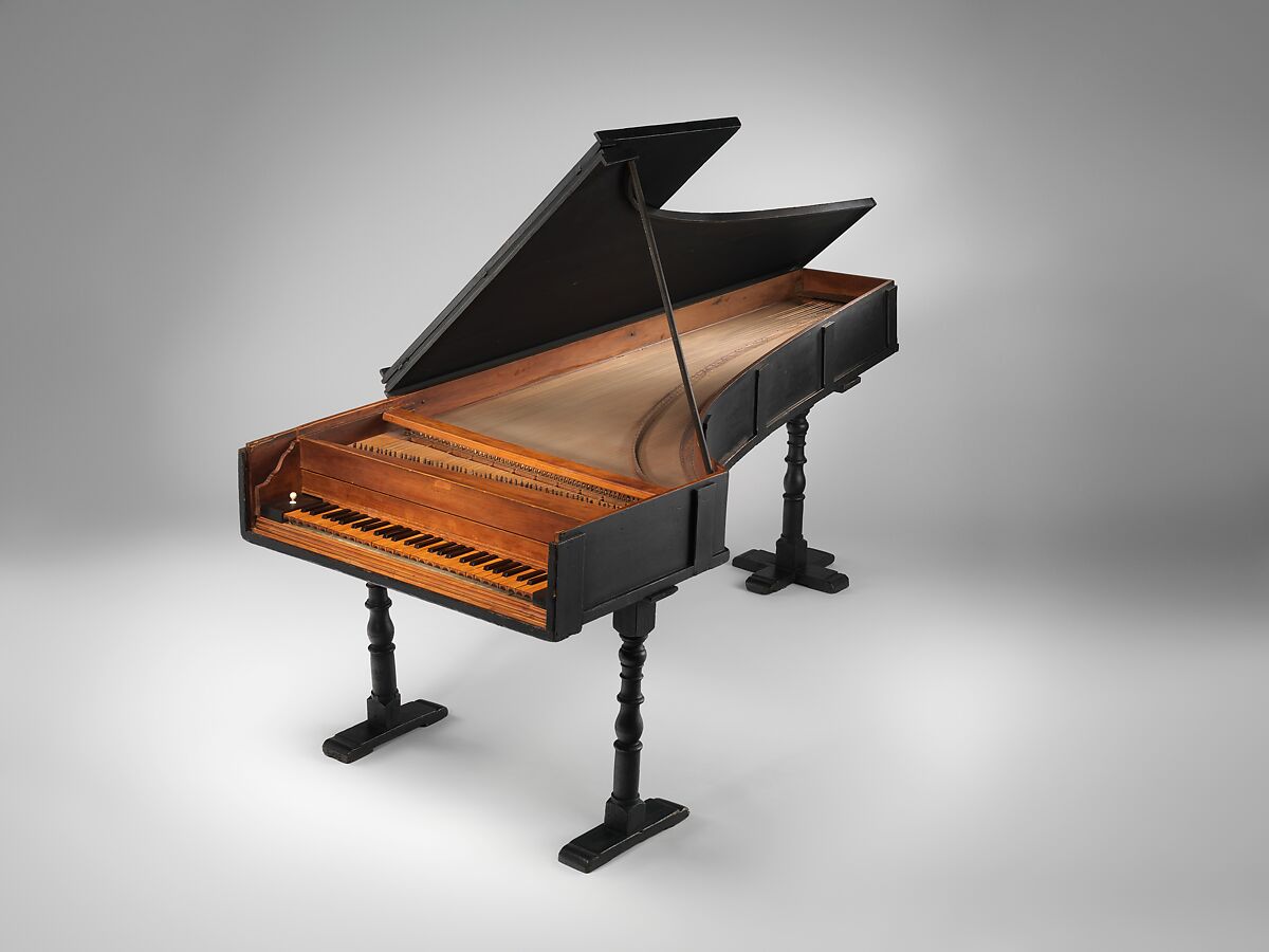 Grand Piano, Bartolomeo Cristofori (Padua 1655–1731 Florence), Cypress, boxwood, paint, leather, fir, Italian (Florence) 
