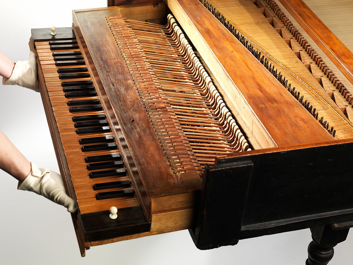 Grand Piano, Bartolomeo Cristofori (Padua 1655–1731 Florence), Cypress, boxwood, paint, leather, fir, Italian (Florence)