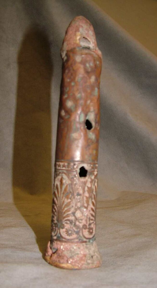 Flute Aztec Pito, clay, copper, Mexican