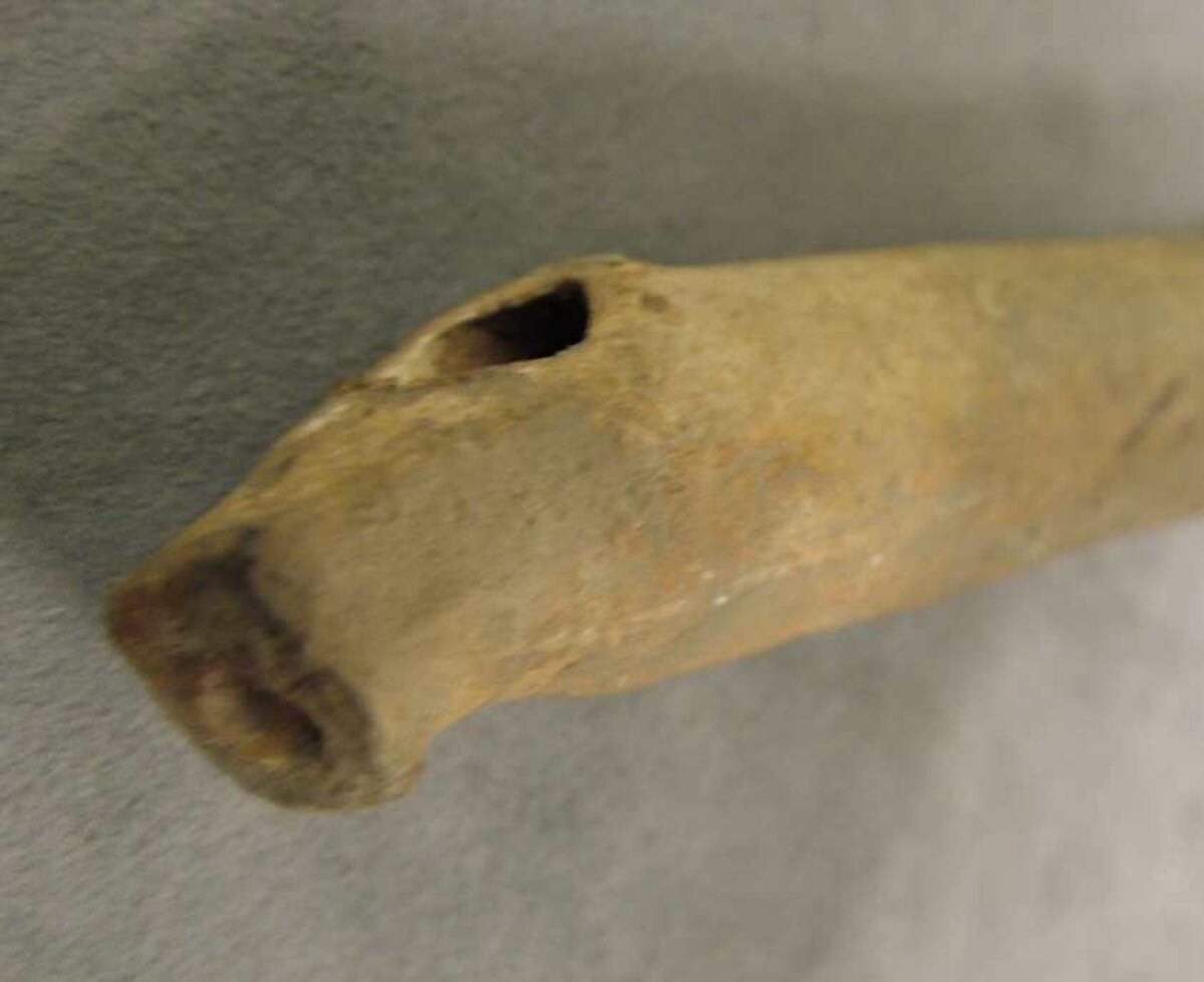 Pottery Flute and Rattle, clay, Mexican