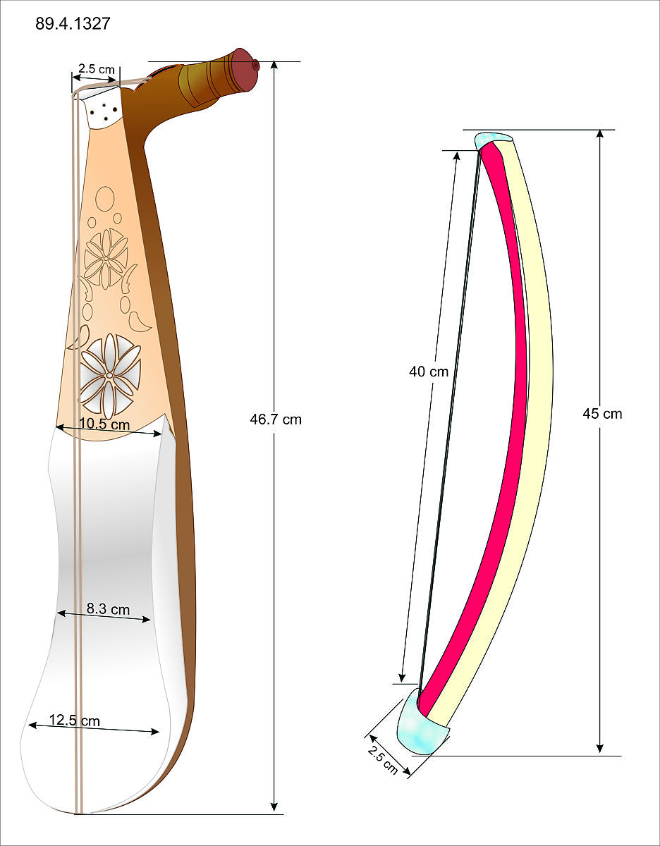 Rabāb, wood, mother-of-pearl, gut, skin, bone, Algerian or Moroccan
