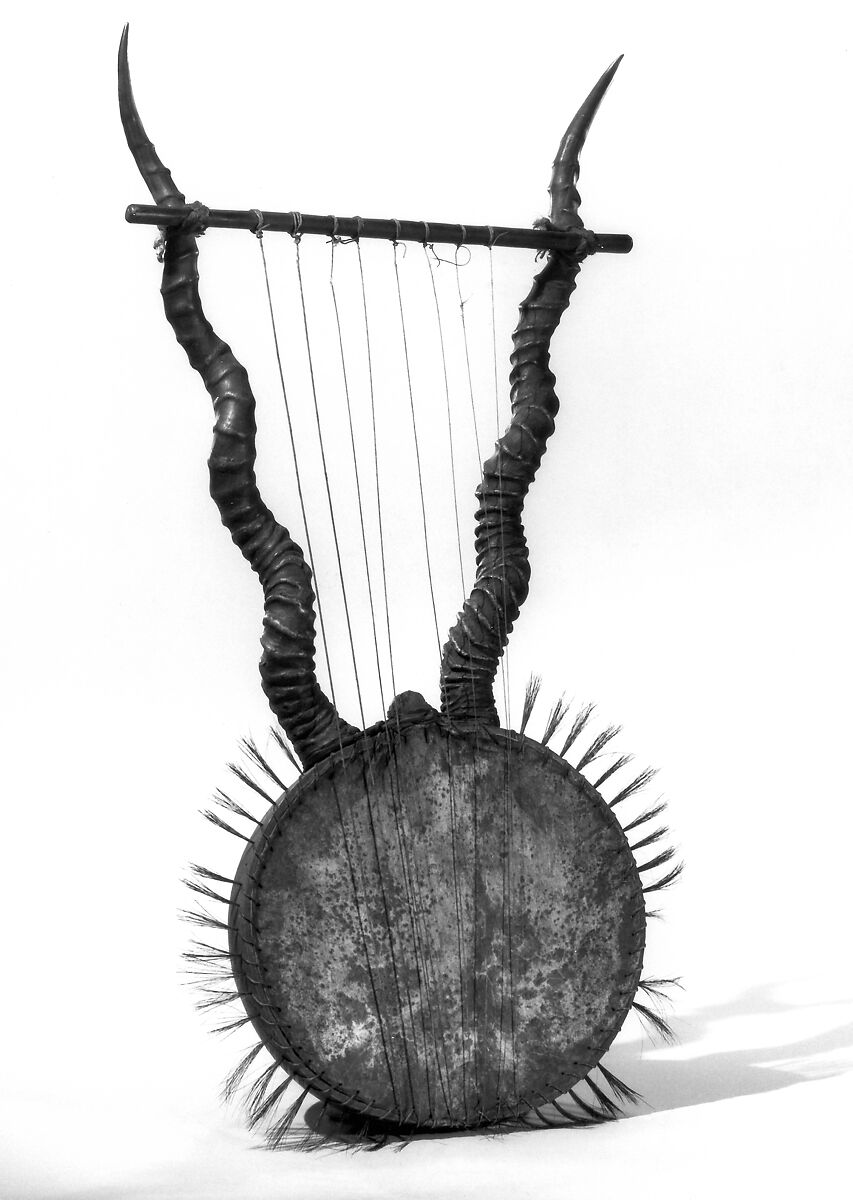 Bowl Lyre, Wood, horn, calabash, skin, Ugandan or Kenyan