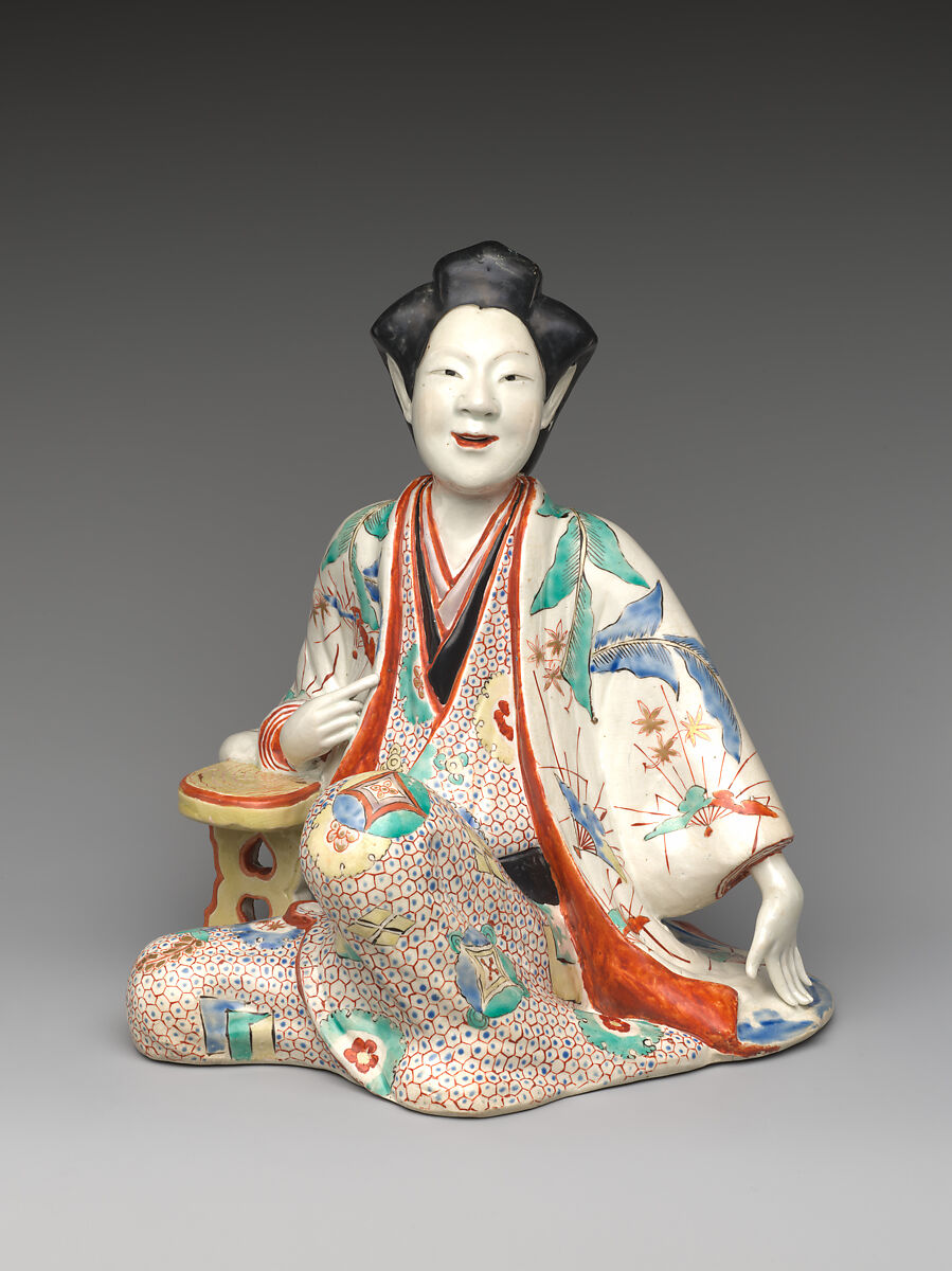 Figure of a Seated Beauty, Porcelain with overglaze enamels (Hizen ware, Kakiemon type), Japan