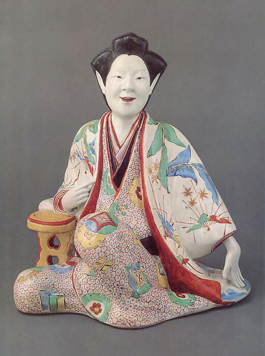 Figure of a Seated Beauty, Porcelain with overglaze enamels (Hizen ware, Kakiemon type), Japan 