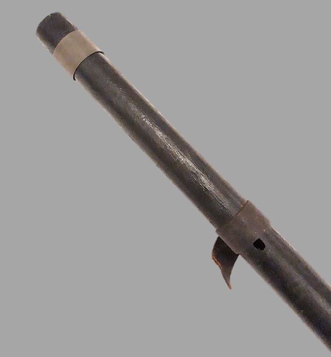 Flute, Wood, leather, metal, Native American (Apache, probably)