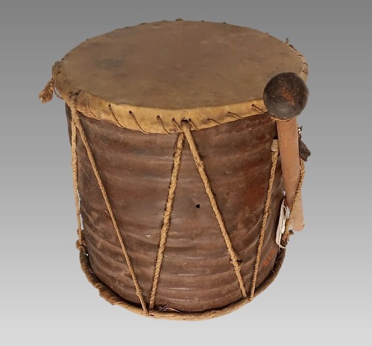 Drum, corrugated metal, cord, Melanesian (Papua New Guinean) 