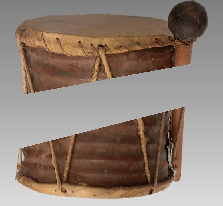 Drum, corrugated metal, cord, Melanesian (Papua New Guinean)