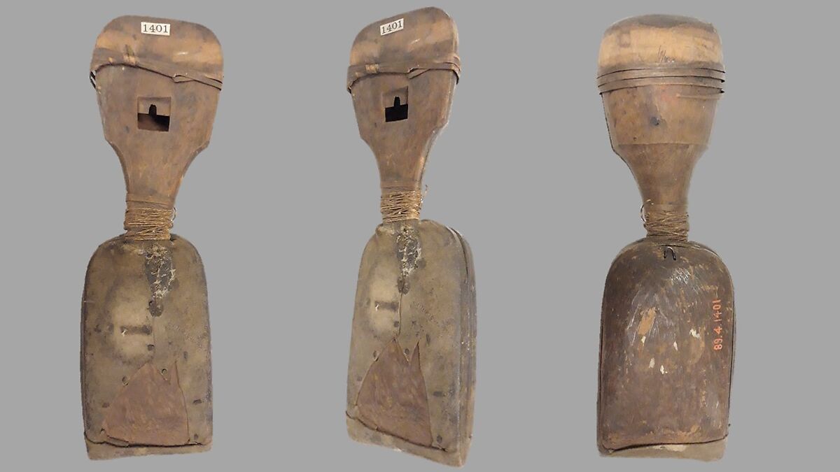 Stopped Pipe with bellows, wood (red cedar or spruce), eel grass, cord, sinew, buckskin, metal, Native American (Northwest Coast)