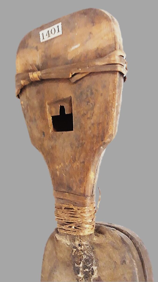 Stopped Pipe with bellows, wood (red cedar or spruce), eel grass, cord, sinew, buckskin, metal, Native American (Northwest Coast)