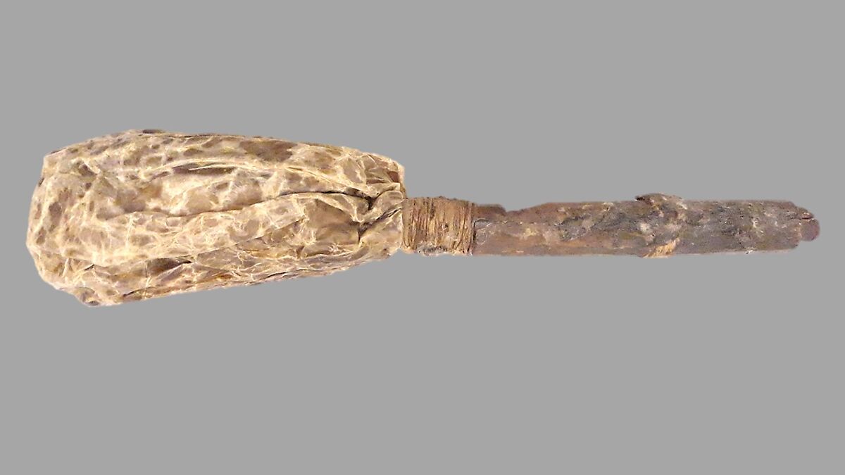 Stopped pipe (mechanically blown whistle), wood (red cedar or spruce), resin, cord, pig? bladder, Native American (Hamatsa, Kwakiutl)