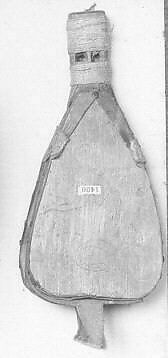 Stopped double pipe with bellows, wood (red cedar or spruce), leather, metal, cord., Native American (Haida)