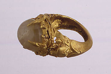 Ring with Oval-Shaped Clear Stone, Gold with clear stone, Indonesia (Java)