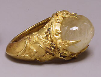 Ring with Oval-Shaped Clear Stone, Gold with clear stone, Indonesia (Java) 