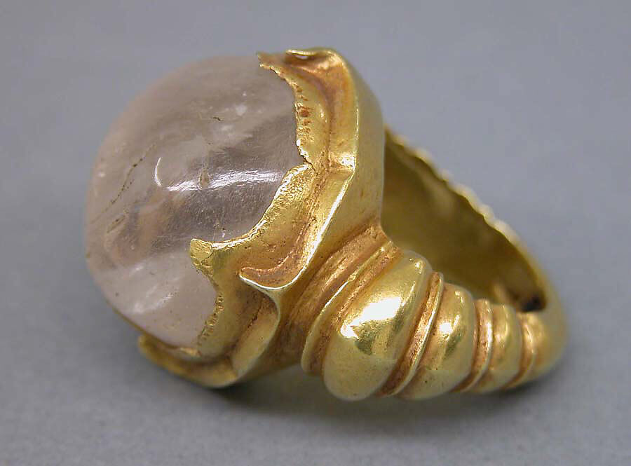 Ring with Circular Clear Stone, Gold with clear stone, Indonesia (Java) 