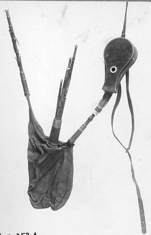 Northumbrian Small-Pipe, John Center (Scottish, Kildrummy, Aberdeenshire, Scotland active 1870–1913 Melbourne, Australia), Wood, leather, ivory, brass, Scottish