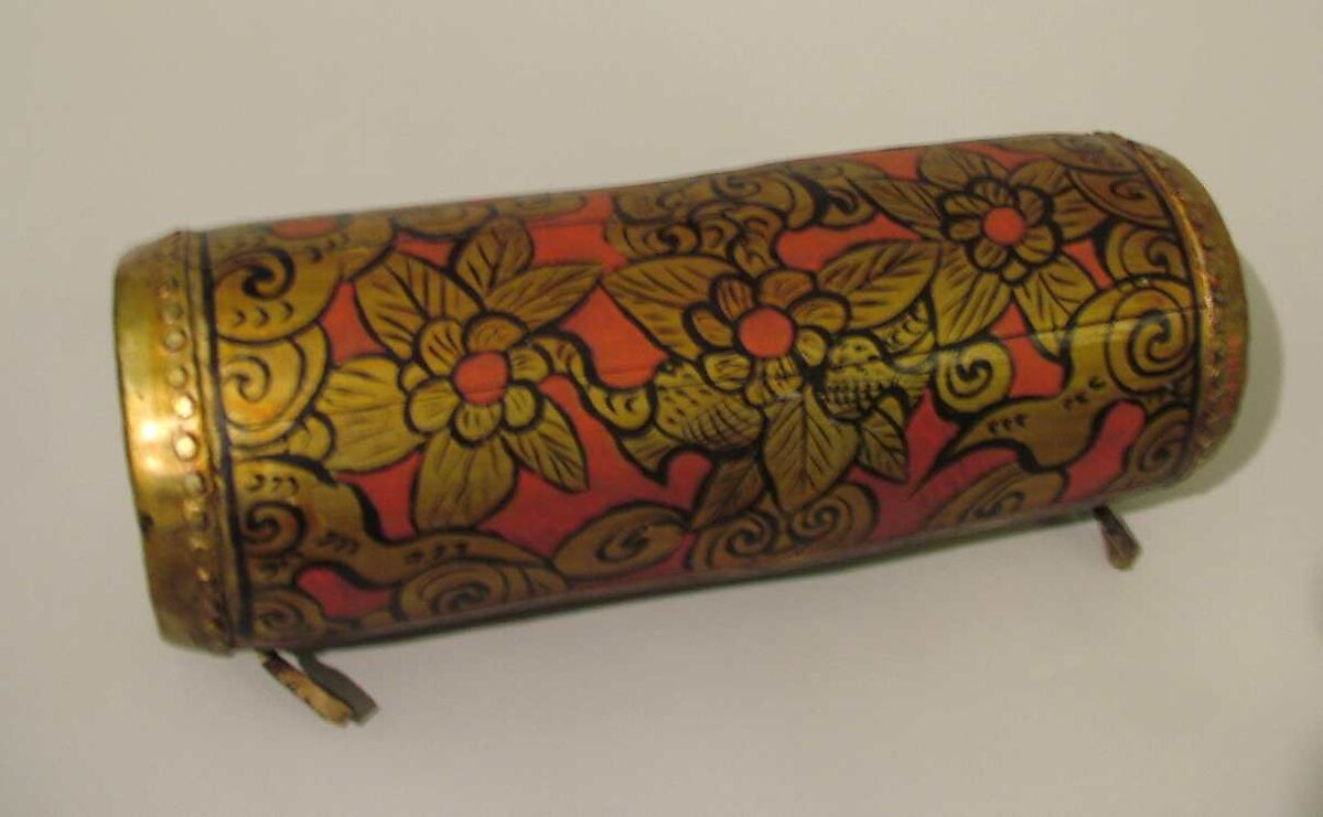 Hua gu, bamboo, hide, metal, polychrome, Chinese